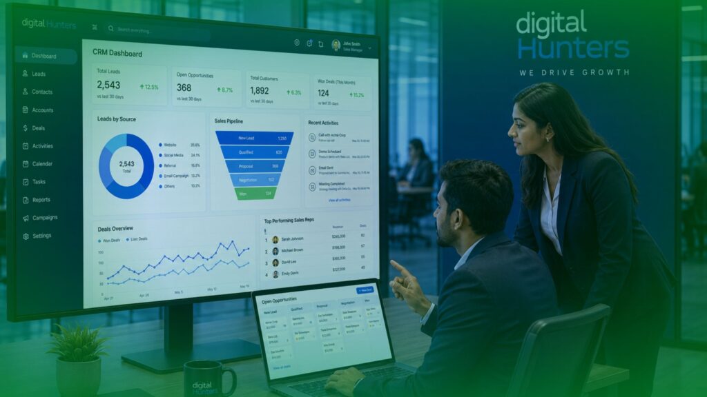 Customer relationship management system tracking leads, sales opportunities, and customer interactions.